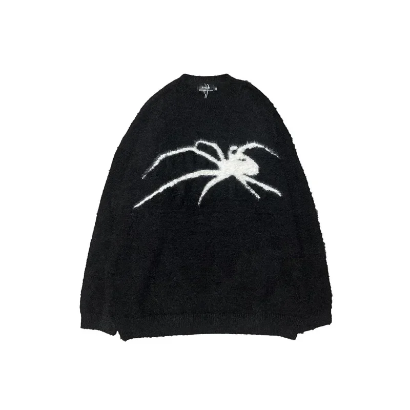 Harajuku High Street Mohair Spider Sweater Men Women Fashion Casual Loose Senior Sense Niche Design Couple Mink Cashmere Sweater