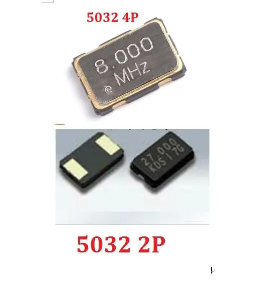 

10PC 5032 2/4PIN Passive Crystal Oscillator SMD 8MHZ/10MHZ/11.0592MHZ/12MHZ/16MHZ 16.000/25MHZ/20MHZ/24MHZ/27MHZ 5.0*3.2mm 2/4P