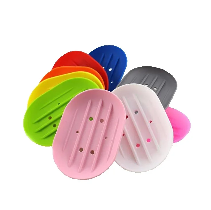 Silicone Soap Dishes Flexible Anti-skidding Soap Holder Plate Tray Leaking Mouldproof Boutique Soap Rack Wholesale