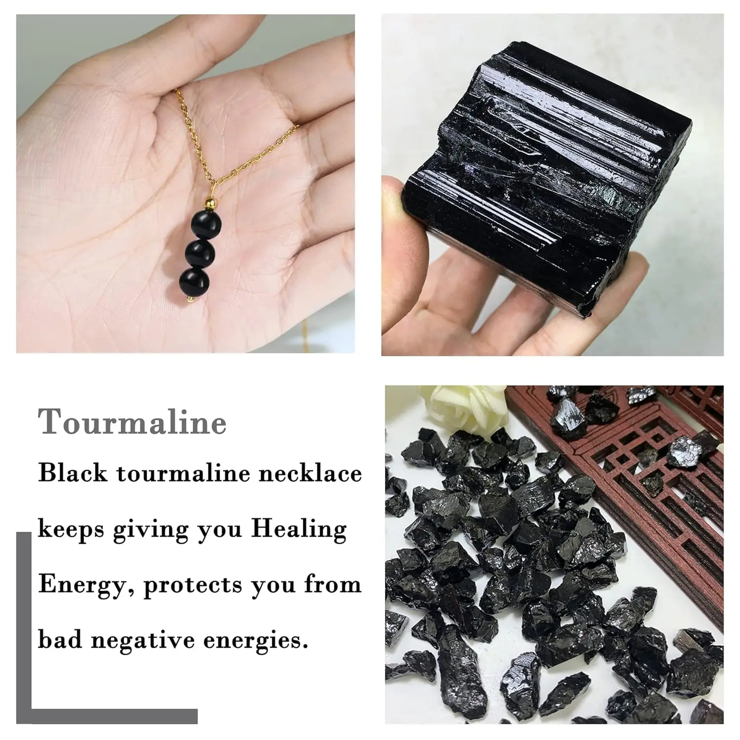 Black Tourmaline Necklace for Women Black Onyx Choker Crystal Necklaces for Girls Black Tourmaline Jewelry as Easter Gifts - Image 4