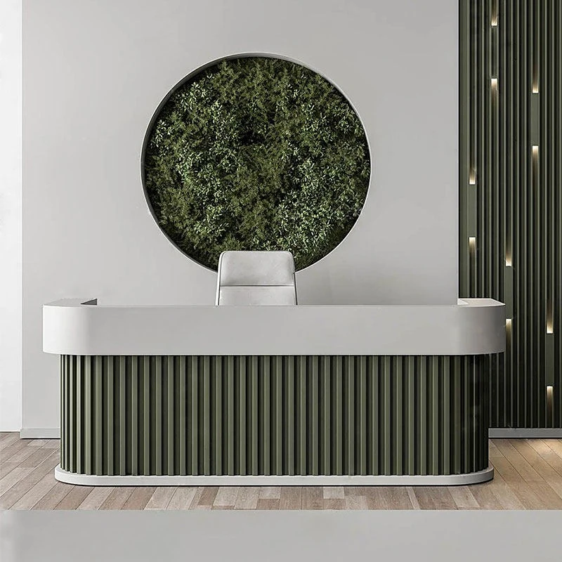 high-end stainless reception counter fashion aesthetic multi-scenario reception desk modern balcão recepção office furniture