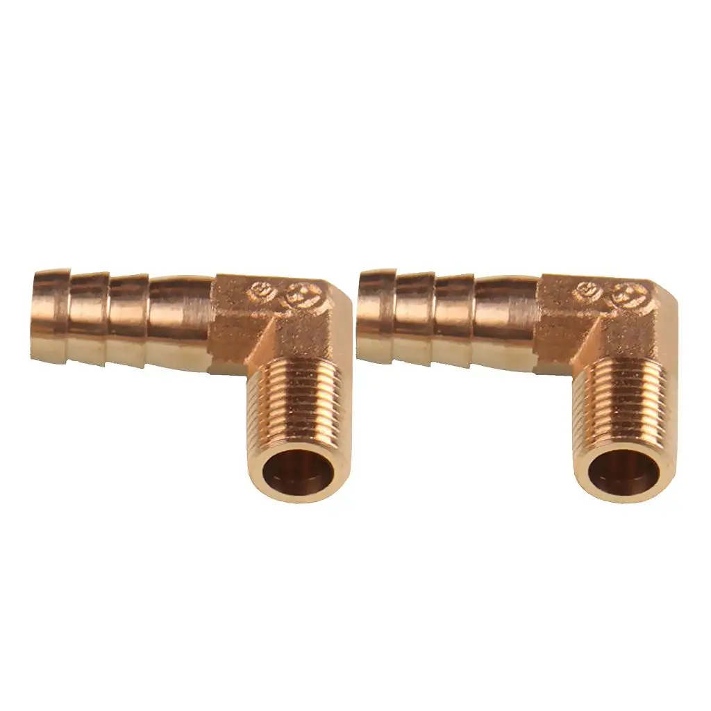 2x Brass Male Elbow Hosetail Barbed Connecting Hose Tails At 1/4 To 12mm