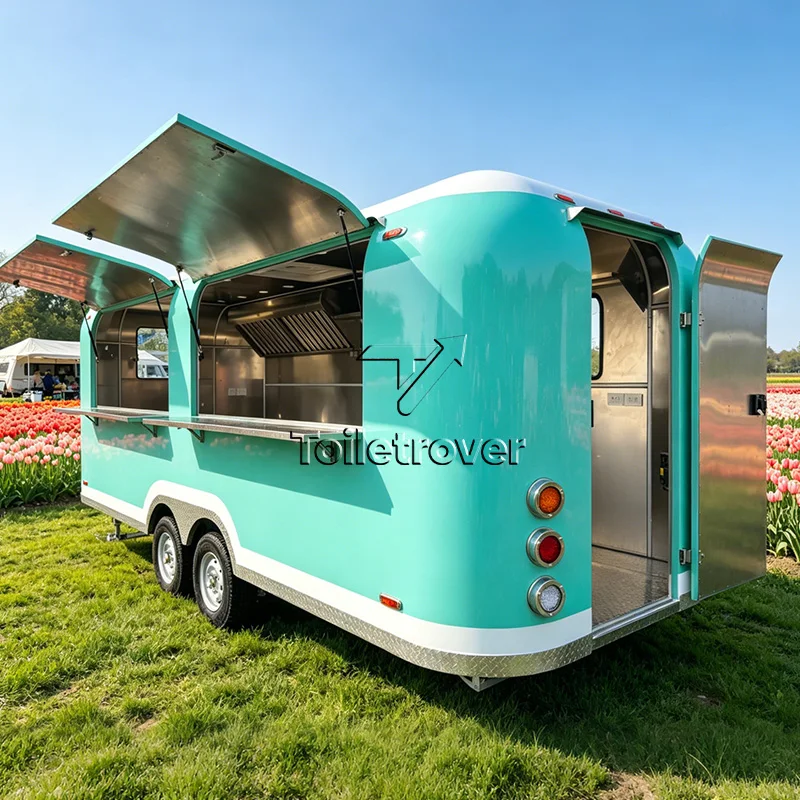 Large Food Truck Hot Dog Food Cart Mobile Food Fast Food Trailer Mobile Food Truck Trailer with Full Kitchen Equipment