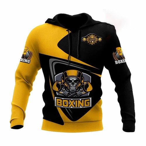 Imagen 2 del producto Sudadera con capucha de boxeo y Fitness para hombre, ropa de entrenamiento, jersey con estampado 3d, sudadera con patrón fresco, sudaderas con capucha de gran tamaño para perro de lucha Muay Thai