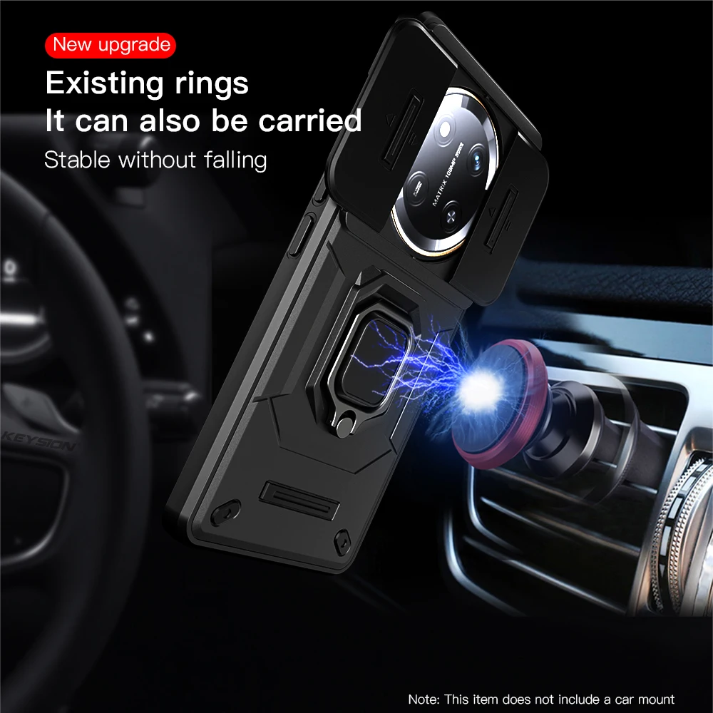 KEYSION Shockproof Case for HONOR X9c 5G Magic7 Lite 5G Slide Camera Lens Protection Ring Stand Phone Cover for Honor X60 Pro 5G