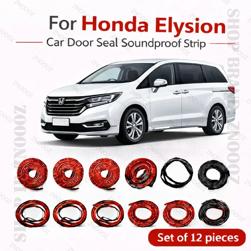 Car Door Seal Strip Rubber Double Layer Soundproof Dustproof Waterproof Door Weatherstrip 12PCS Set For Honda Elysion