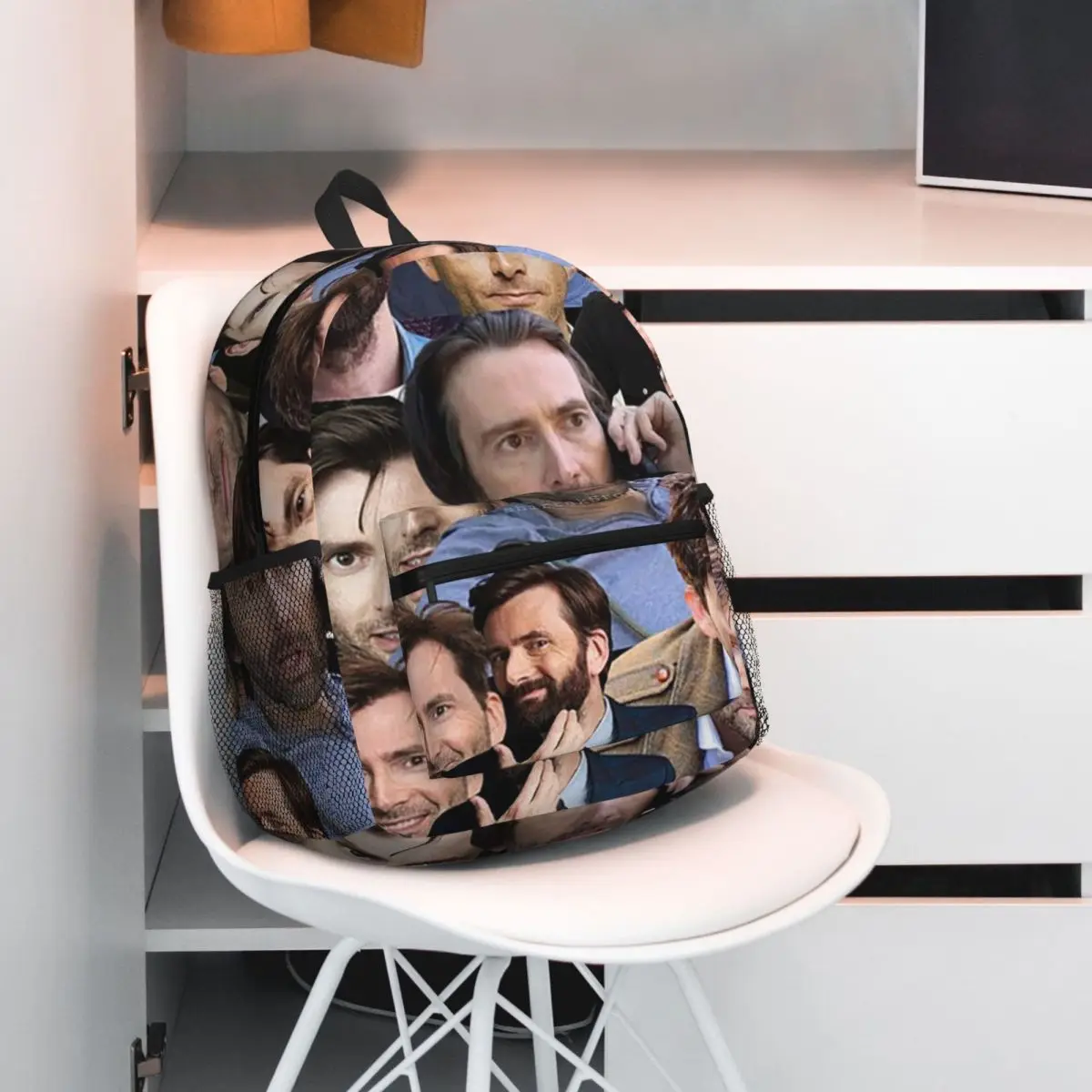 David Tennant Photo Collage Student Backpack School Bag Hiking Travel Daypack for Men Women Bookbag Shoulder Bags