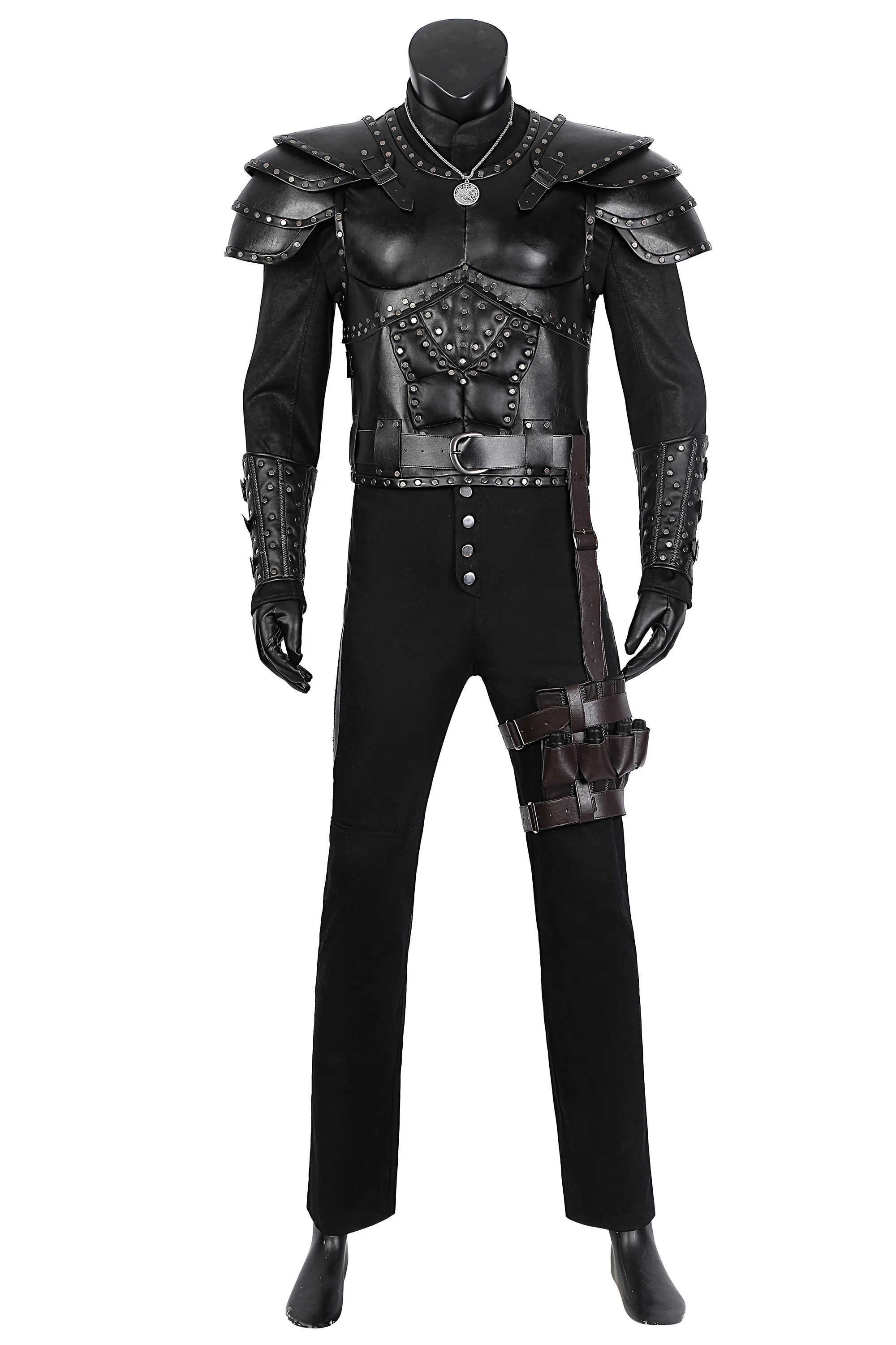Série de TV Temporada 3 Geralt Cosplay de Rivia Traje Masculino Preto Top Calças Colete com Cinto Acessórios Halloween Carnaval Outfit