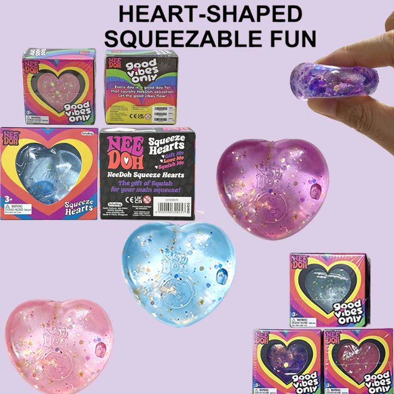 Collection Cœur Needoh : Jouet sensoriel géant et mini en forme de cœur, thérapeutique, scintillant, non toxique, en maltose, pour l'autisme, l'ADHD, la concentration, pour adultes, cadeau