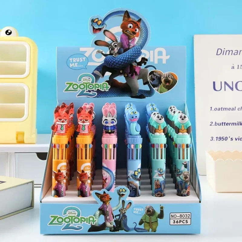 

36pcs/lot Cartoon Disney Zootopia 10 colors Ballpoint Pen Cute Press Ball Pens School Office Writing Supplies