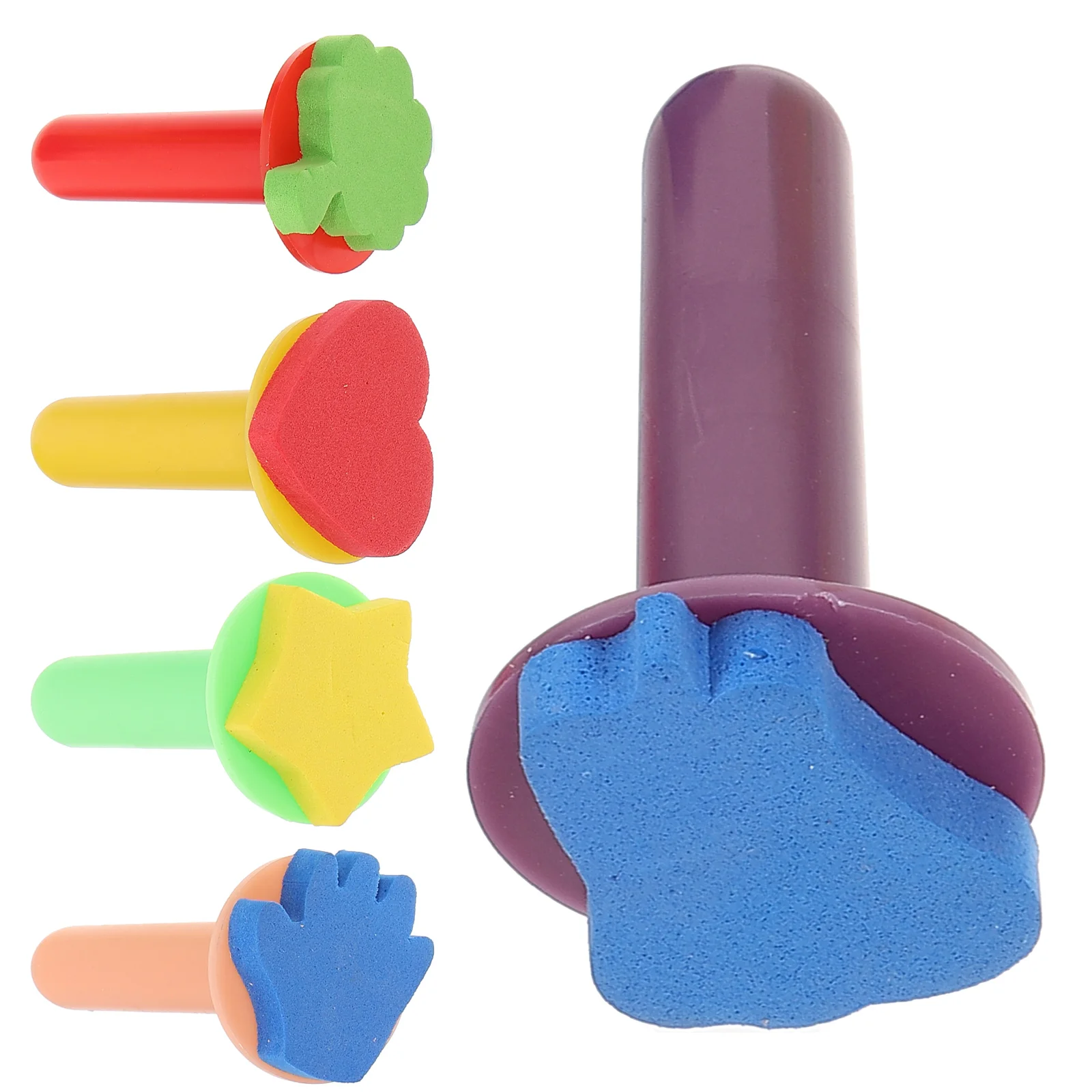 Esponja Stamper para Pintura Selo, Escovas para Crianças, Pintores Suprimentos, Ferramentas Esponjas, 5 Pcs