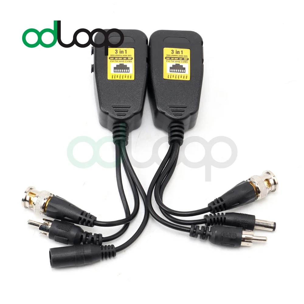 HD CVI/TVI/AHD Passive Video Transmitter Balun with Power Connector RJ45 Audio Transmitter 4MP 5MP 8MP