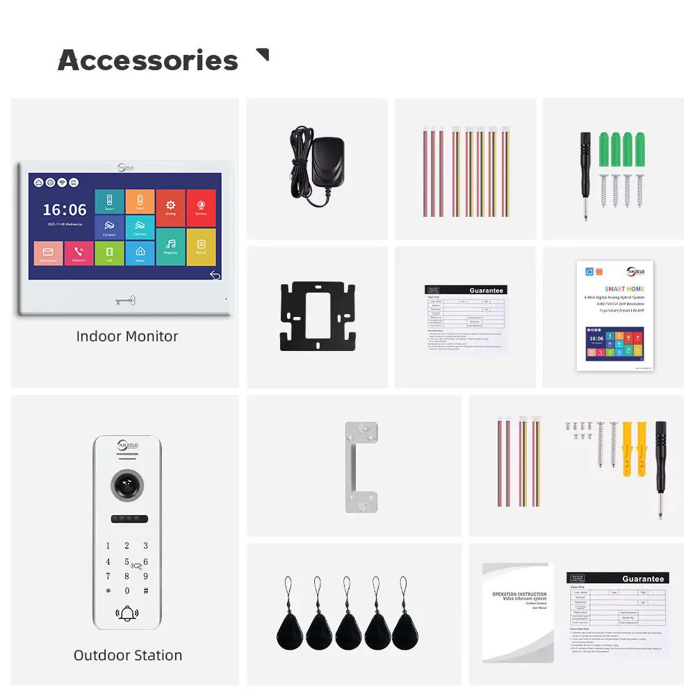 투야 스마트 비디오 초인종 10인치 터치 모니터 1080P 비디오폰 초인종 가정용 아파트 도어락 잠금 해제 인터콤 시스템