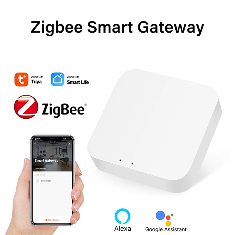 Tuya Zigbee Bridge Smart Home Gateway Hub, Dispositivos de Controle Remoto, Via Smart Life APP, Funciona com Alexa, Google Home