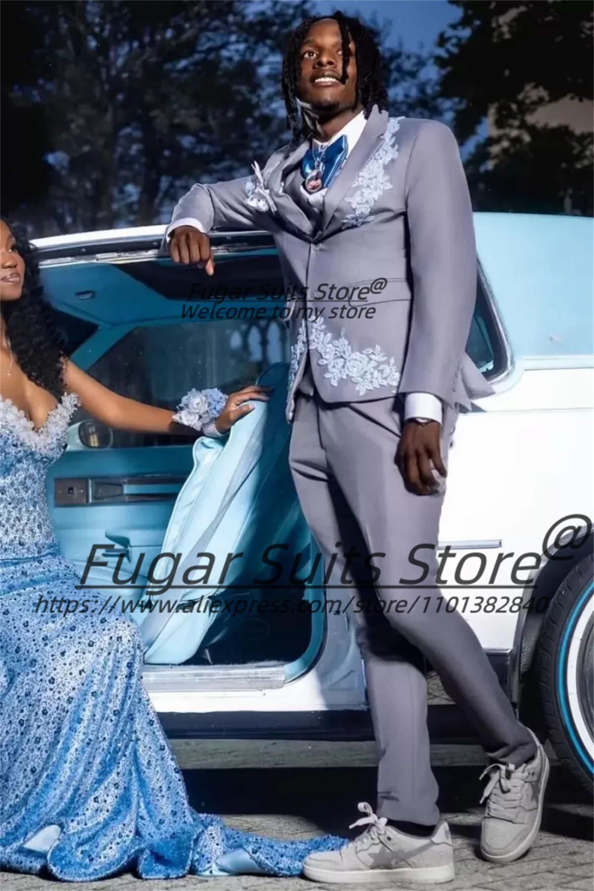 

Классический серый мужской костюм-тройка с вырезанными лацканами, элегантный, с аппликациями, приталенный, для выпускного вечера, свадьбы, торжественных мероприятий, смокинг, пиджак