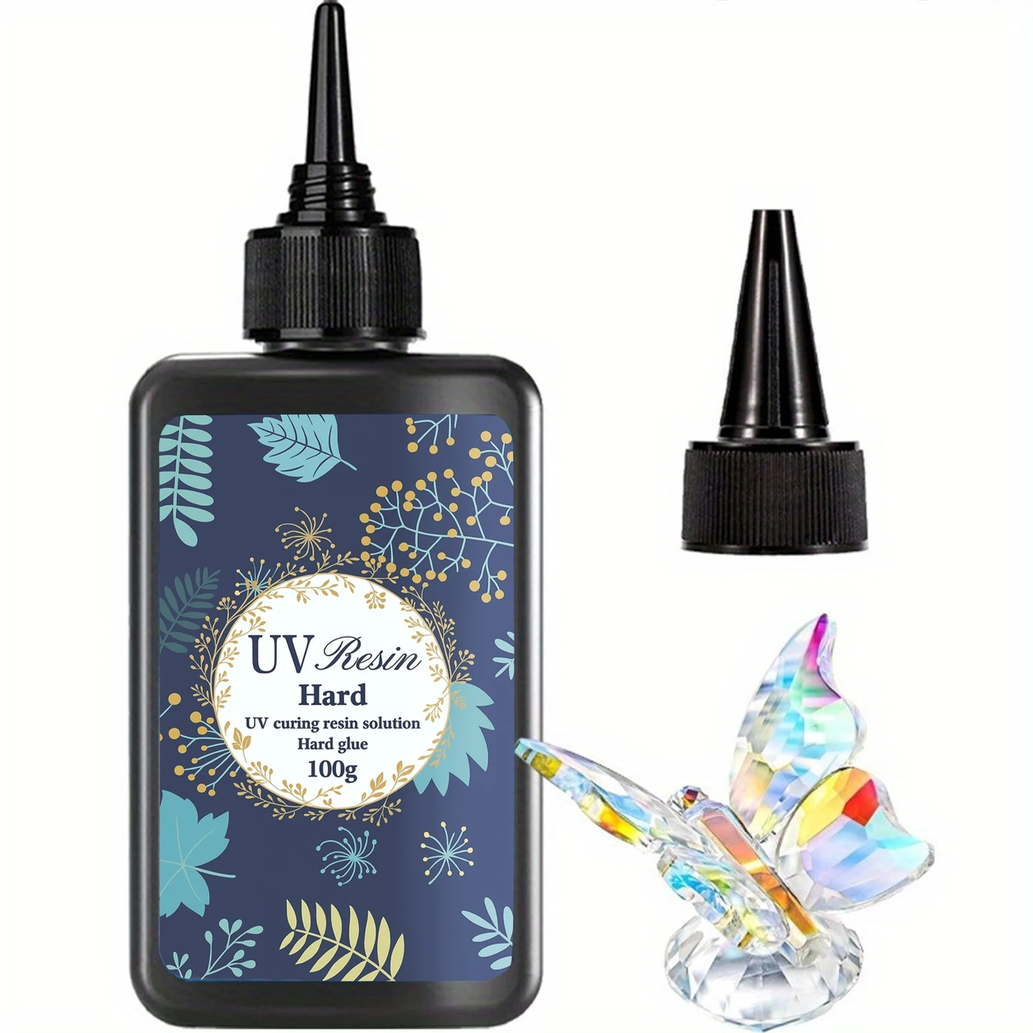 

100/400 г прозрачная УФ-смола, твердый тип, одна минута, ультрафиолетовая солнечная быстроотверждаемая эпоксидная смола, клей для литья форм, ювелирных изделий, рукоделия