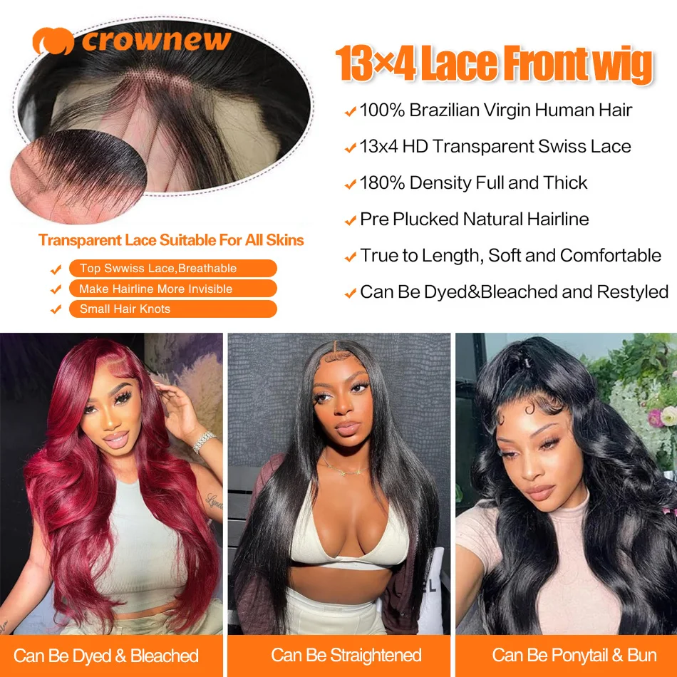 Body Wave Lace Front Wig 13X4 Hd Lace Wig Human Hair 180% Body Wave Human Hair Wigs Glueless Wigs Human Hair Pre Plucked Pre Cut