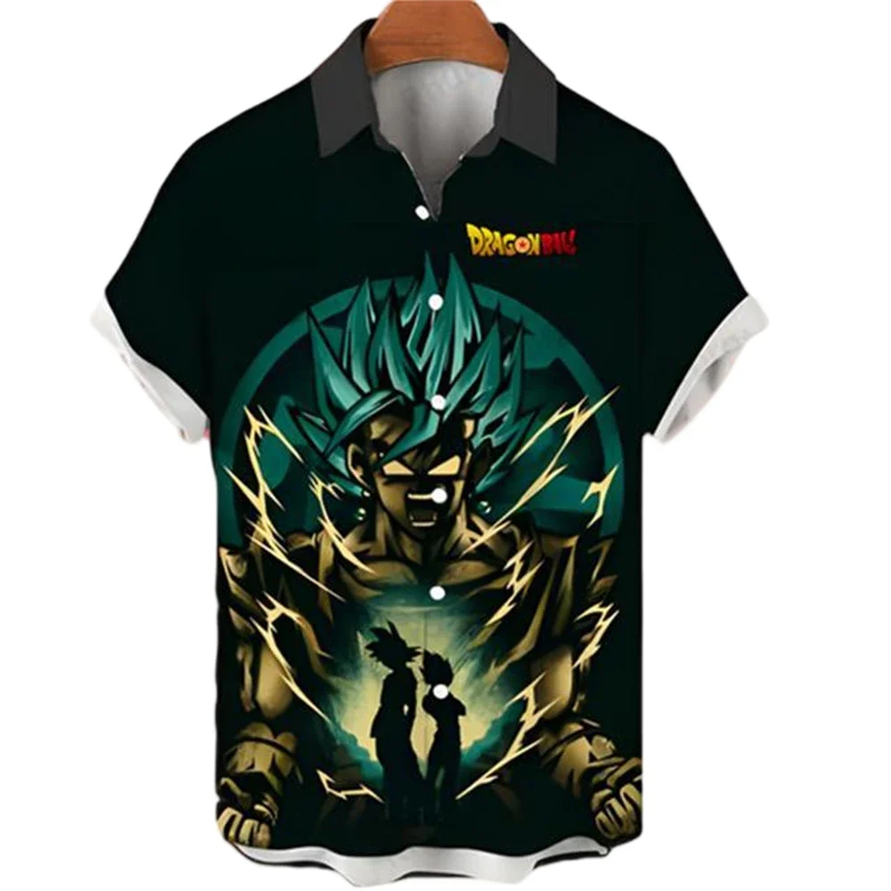 Herren Dragon Ball Shirt Anime-Kleidung Lässiges Super Saiyan Shirt Sommer Goku Hawaiian Kakarot Vegeta Mode