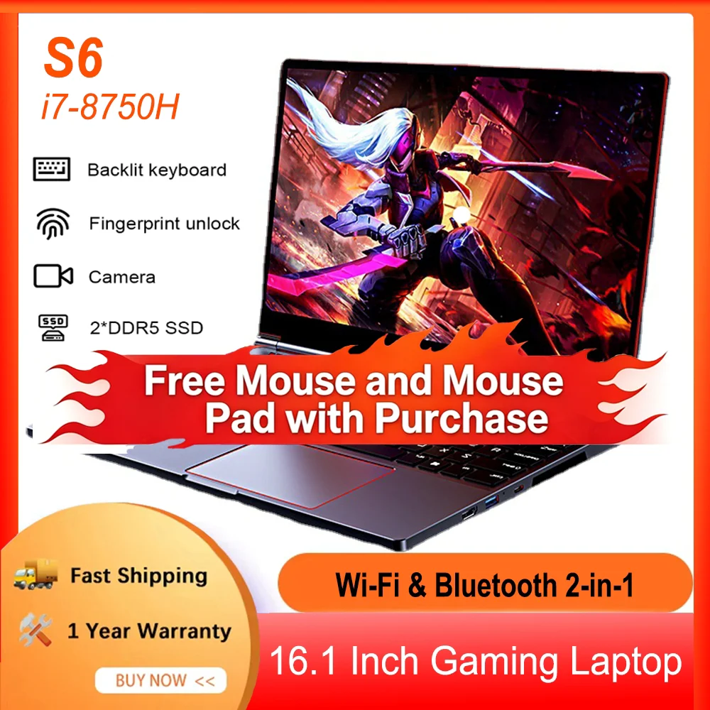 S6 Laptop Gamer Intel Core I9-13900HK RTX4050 6G 16.1 Inch 4800mah Gaming Laptop Fingerprint DDR5 144 Hz Lightweight Laptops