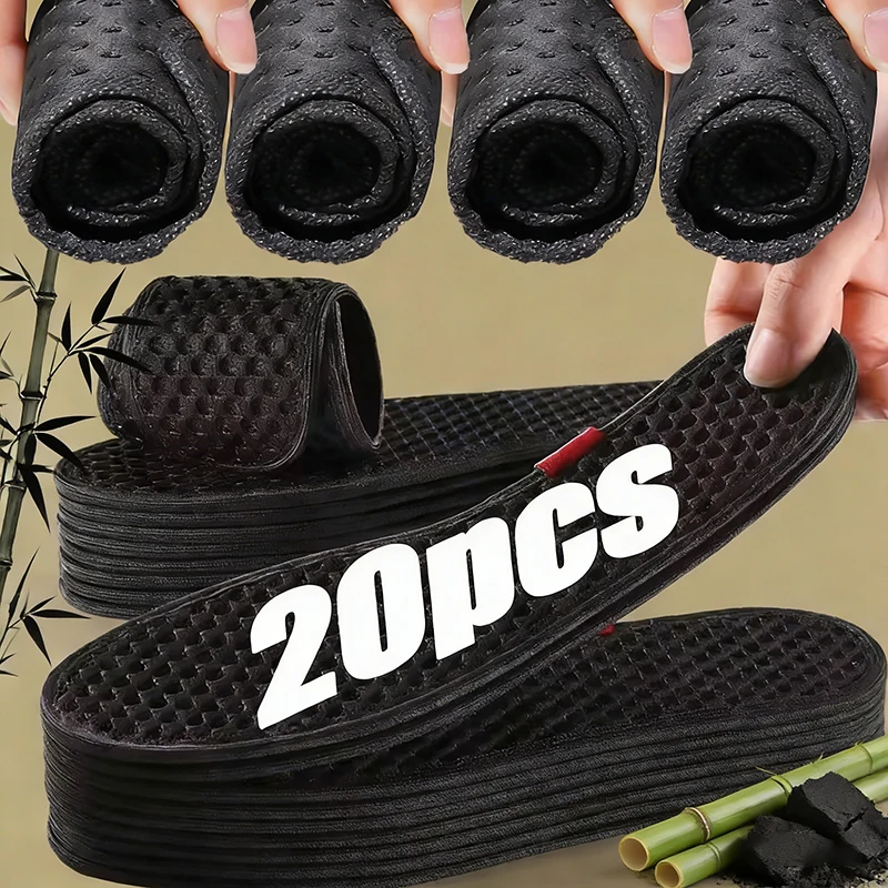 

1/3/5/10pairs Black Mesh Insole Bamboo Charcoal Antibacterial Shoes Insoles for Women Men Absorb-Sweat Shoe Pads