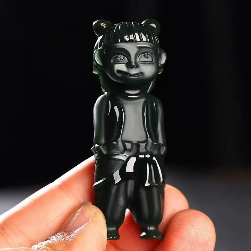 

Hetian Qingyu Pagoda из тонкого материала, ручная деталь, нефритовая игрушка Nezha Attacks, морской маленький орнамент