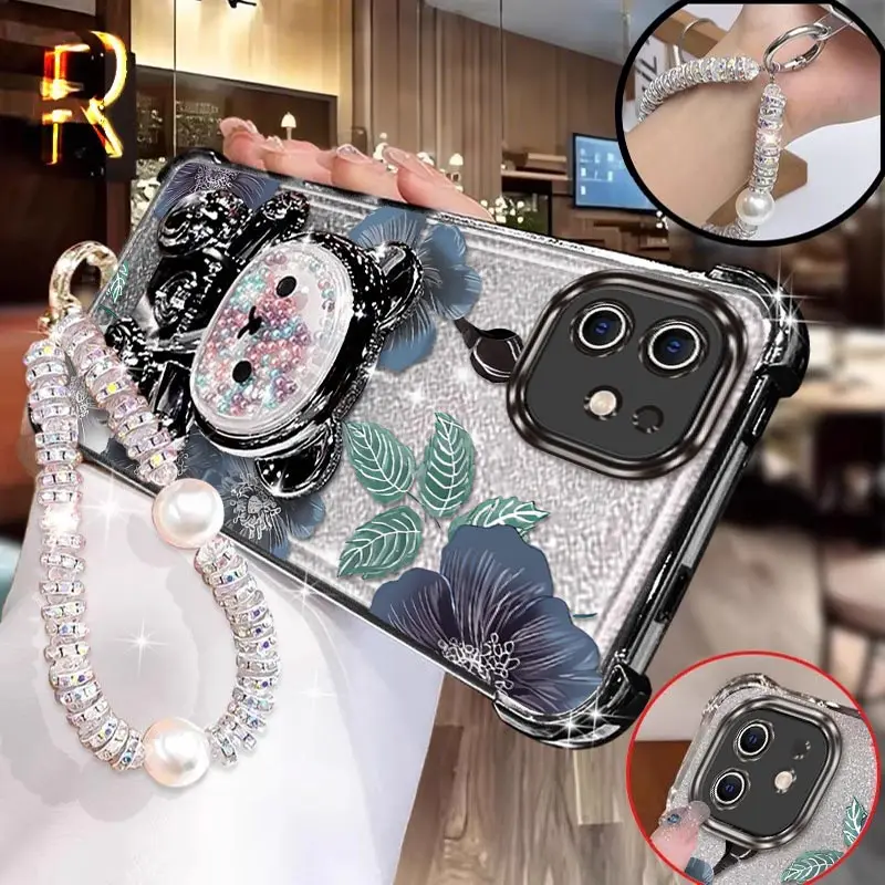 11 الأرجواني الزهور تصفيح سوار حامل جراب هاتف آيفون 12ProMax 12Pro 11 XS X 6 XR 11Pro 8 7 XSMAX 12 11ProMax غطاء