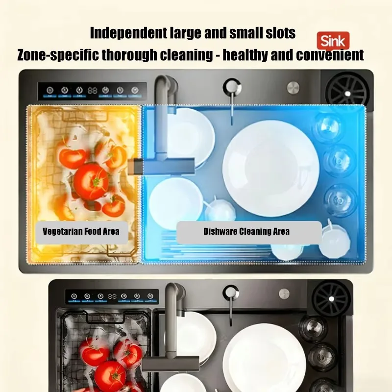 New Arrival Kitchen Sink Washing Fruit Vegetable and Seafood Dryer Ultrasonic Sink with Cup Washer