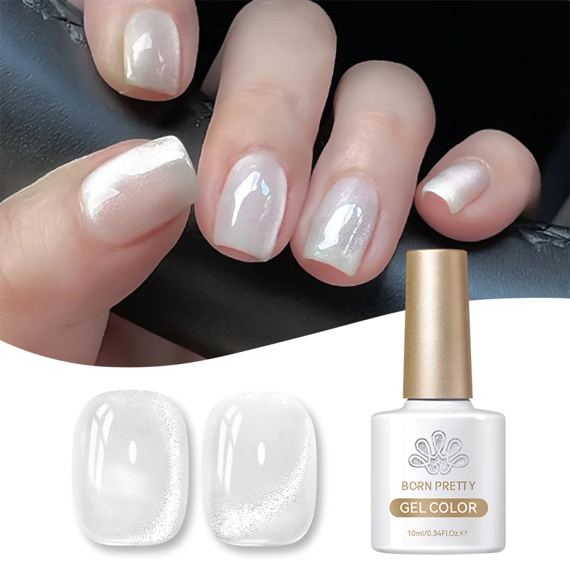 BORN PRETTY 10 ml Milky Jelly Weiß Rosa Blau Katze Magnetgel Glitzer Semi Permanent Soak Off UV Gel Maniküre Nail Art Lack