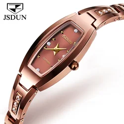 JSDUN Quartz Watch for Women Luxury Sapphire Mirror Tungsten Steel Strap Elegant Fashion Ladies Wristwatch Waterproof Watches