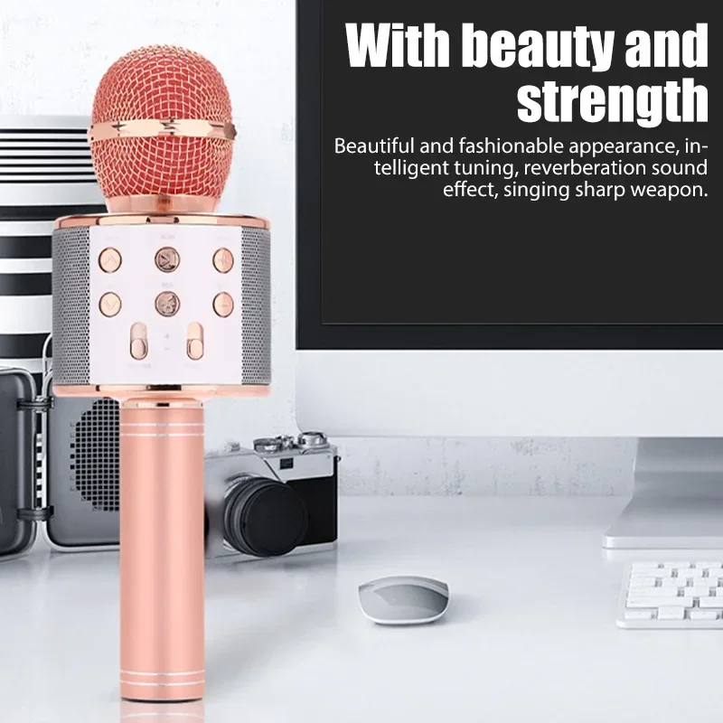 Microphone, home karaoke, mobile phone, universal popular karaoke tool, wireless Bluetooth microphone, integrated audio system