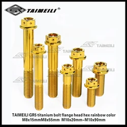 TAIMEILI GR5 Titanium Bolt Flange Head Hexagonal Gold M10/M8x15-70mm Motorcycle Repair Screw Transformation Screw