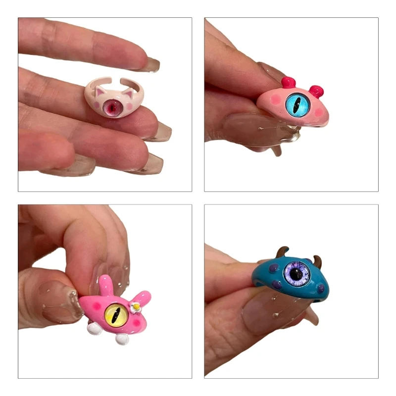 Little Monster Rings Cute Cat Rings for Women Men Simple Anime Design Wedding Rings Engagement Retro Trend Jewelry Gift