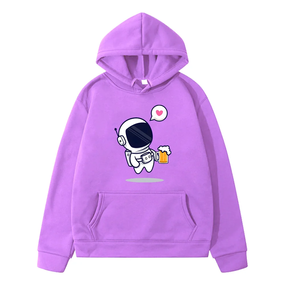 Astronaut Love Beer Casual Oversized Loose Hoodies for Girl Long Sleeve Hooded Kids Sweatshirts with Pocket Spring Fleece Tops