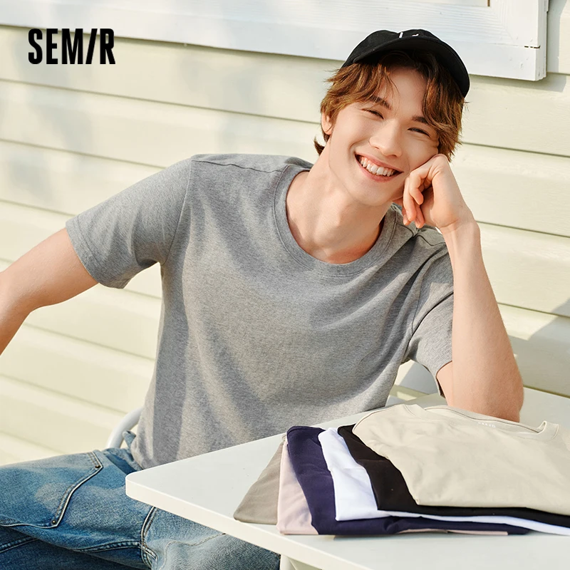 Semir Short Sleeve T-Shirt Men Pure Cotton Bottoming Shirt 2025 New Spring Solid Color Inner Layer Top Versatile White T-Shirt image 3