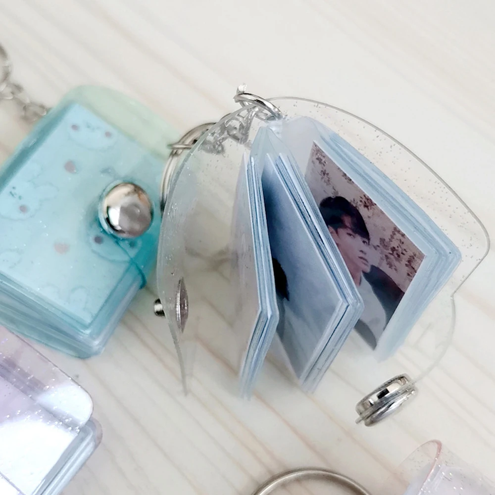 Jelly Color High quality Card Stock 1 Inch 2 Inch Mini Photo Album Photo Card Holder Binders Albums Photos Holder Keychain