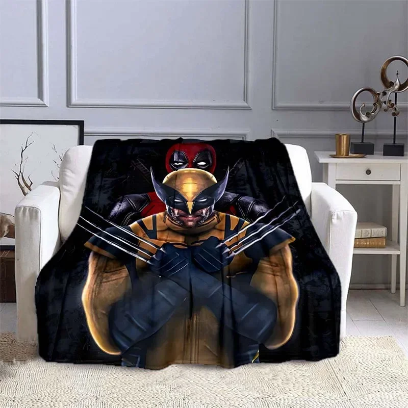 MINISO Marvel Deadpool Pattern Blanket Warm Soft Fluffy Kids and Adult Sofa Bed Throw Blanket Outdoor Travel Camping Sheet Gift