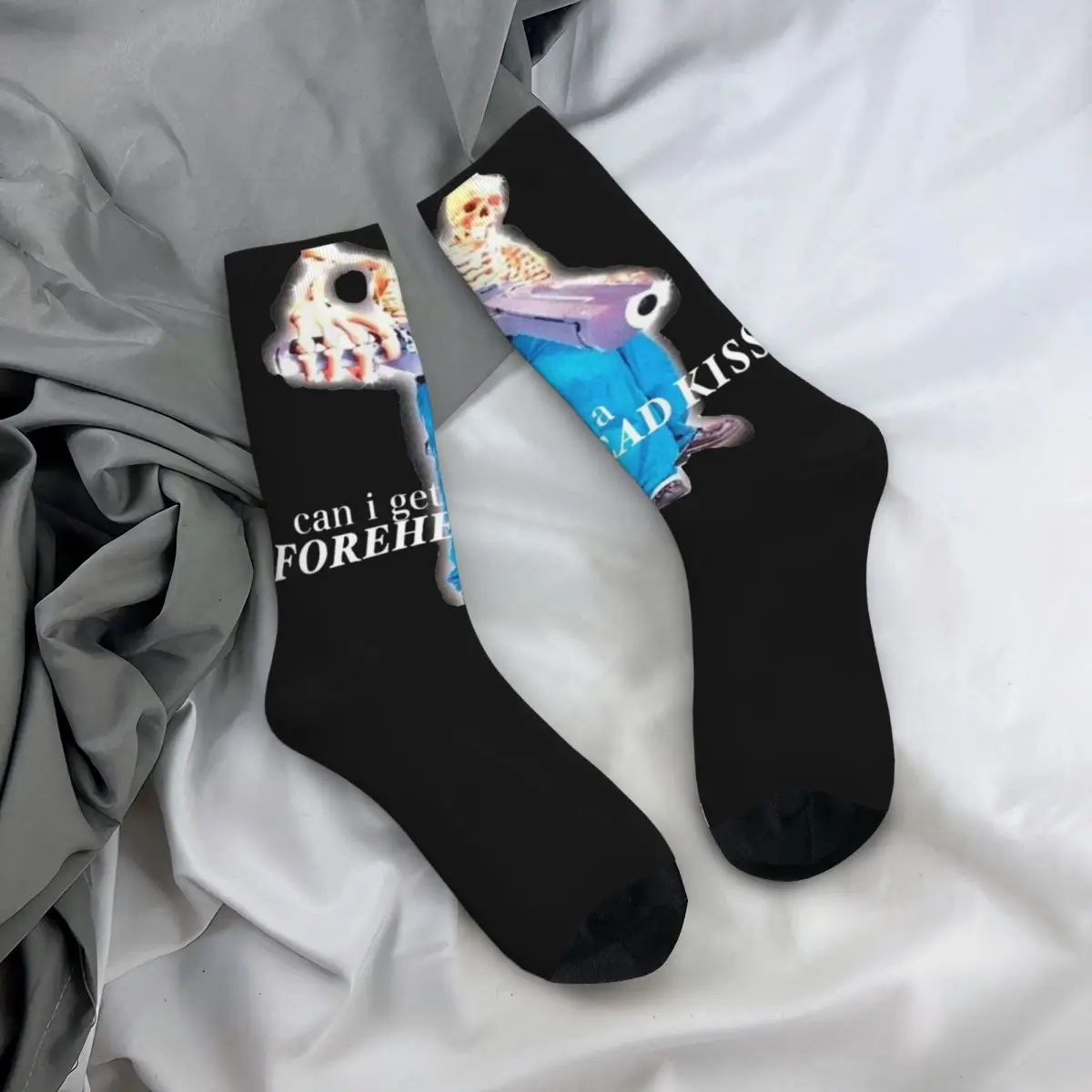 Can I Get A Forehead Kiss Socks Soft Fashion Funny Skeleton Meme Socks Novelty Accessories Middle TubeSocks Wonderful Gifts