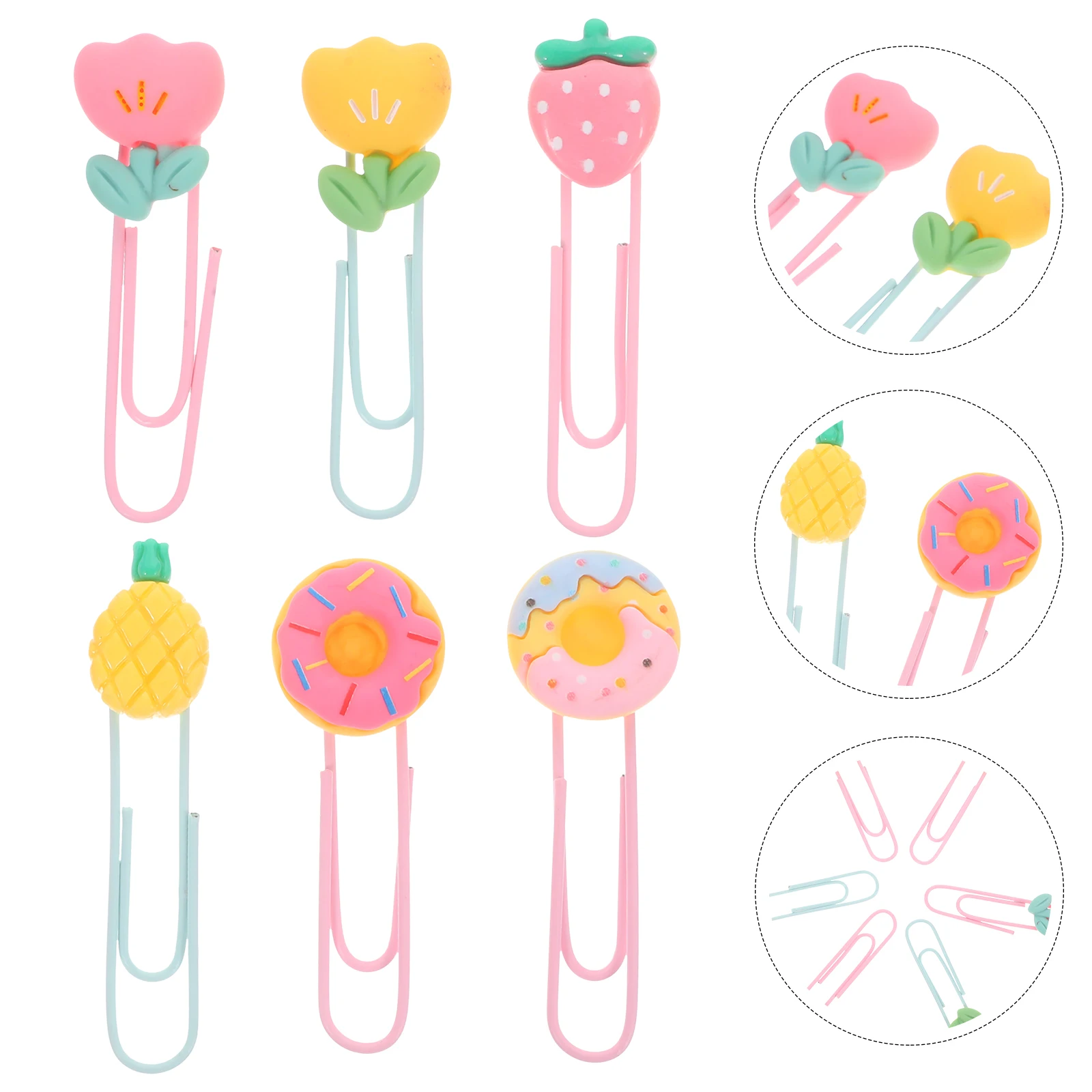 Multi-use Paper Clips Office Supplies Unique Shaped Cartoon Fruit Bookmarks Colored Large Paperclips Sturdy Material Practical
