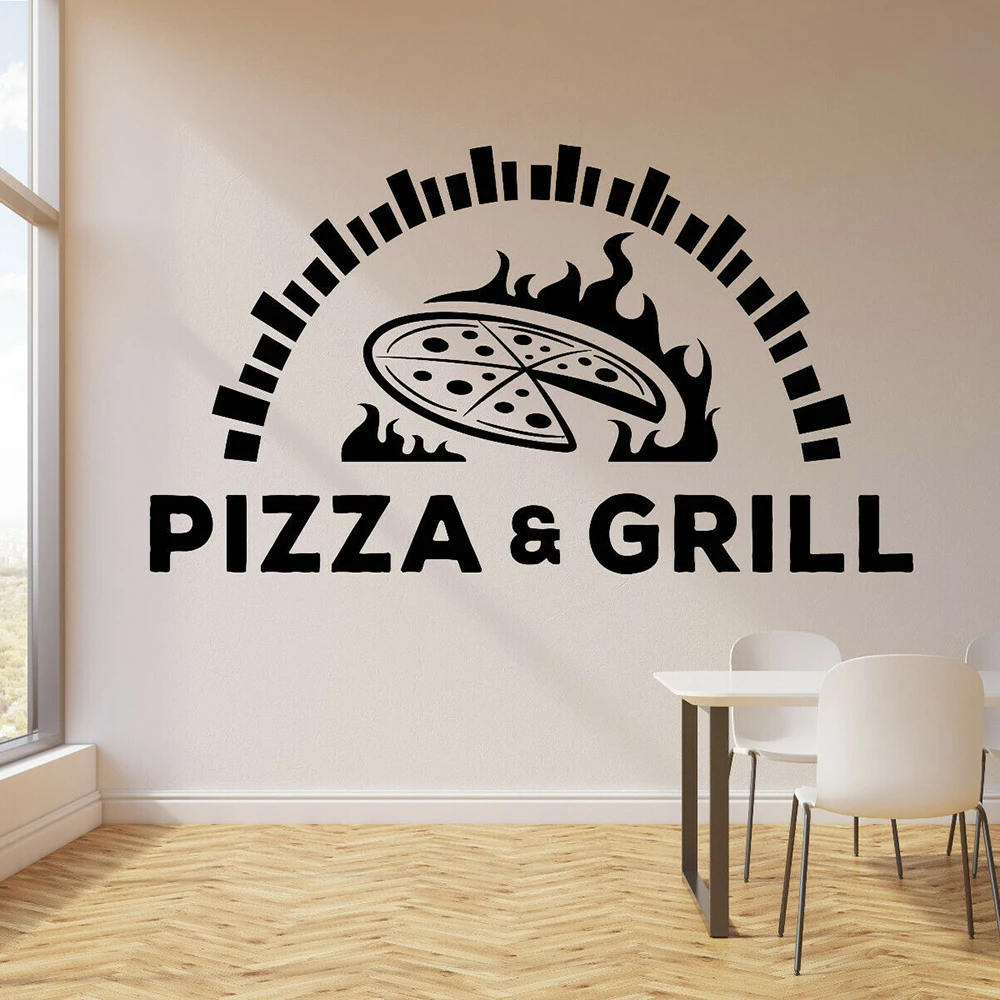 Pizza Grill Store Vinyl Wall Stickers BBQ Pizzeria Italian Restaurant Sticker Posters Removable Window Decoration P983