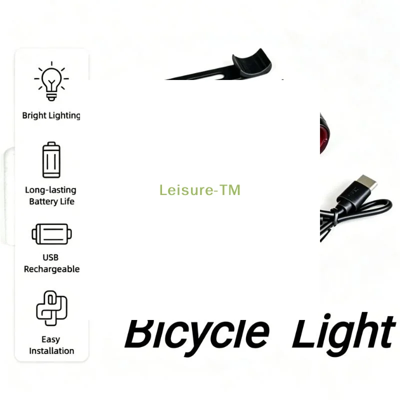 ~1 Set Bike Safety Warning Lamp Rechargeable Bicycle Lights Outdoor Waterproof Cycling Flashlight For Mountain And Road Bikes