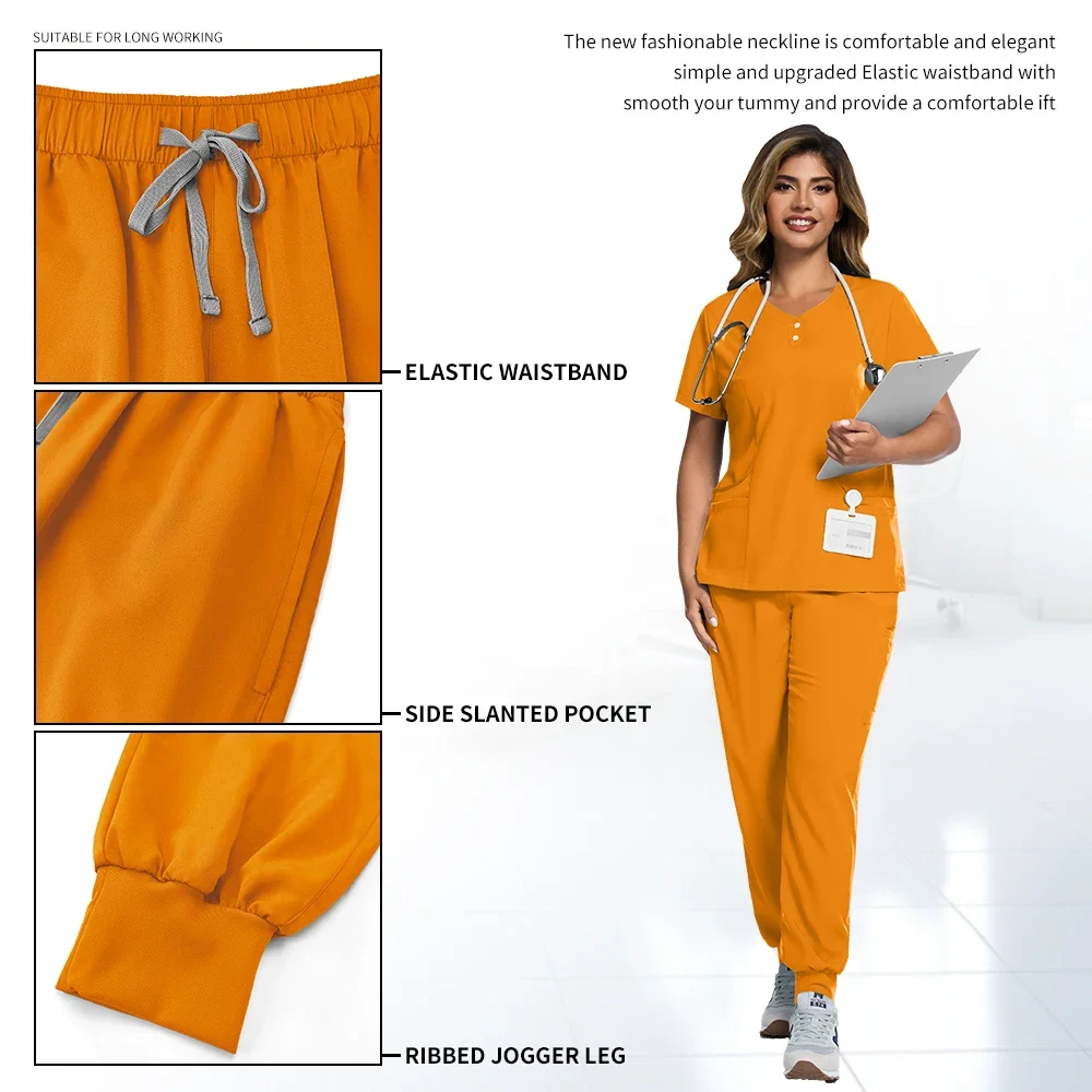 Pet Clinic Doctor Scrub Set Multicolor Women Nursing Uniform Medical Surgery Workwear Scrub Uniform Short Sleeved Tops+Pants Set