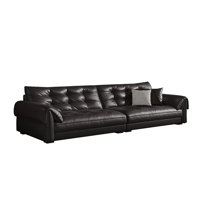 

Black, elephant ear leather sofa, first layer of cowhide