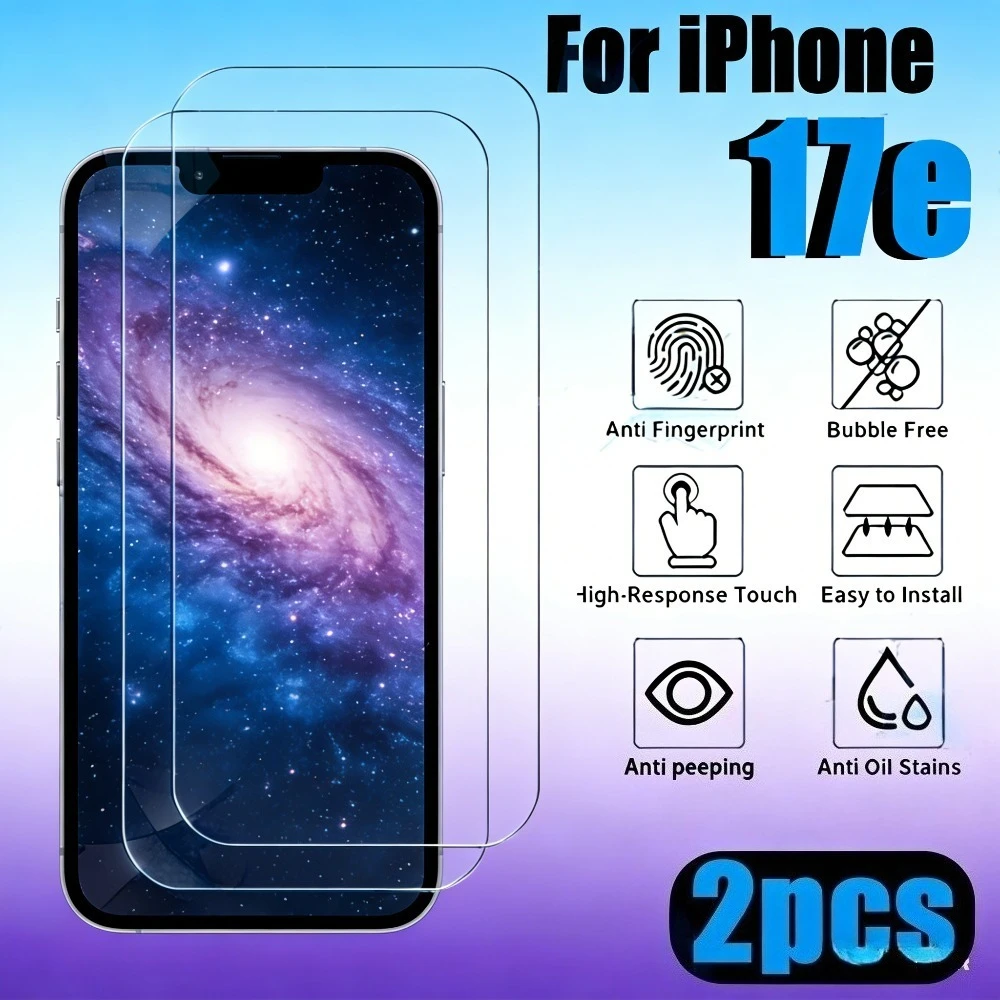 

2 шт. высокопрозрачных защитных стекол для iPhone 17, 16, 15, 14 Pro Max, Air 17e, 16e, а также для iPhone 13, 12, 11 Pro, 15, 14, 16 Plus
