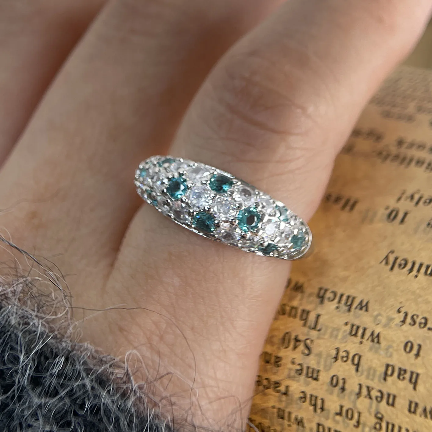 Women's 925 Sterling Silver Adjustable Oval CZ Ring, Simple