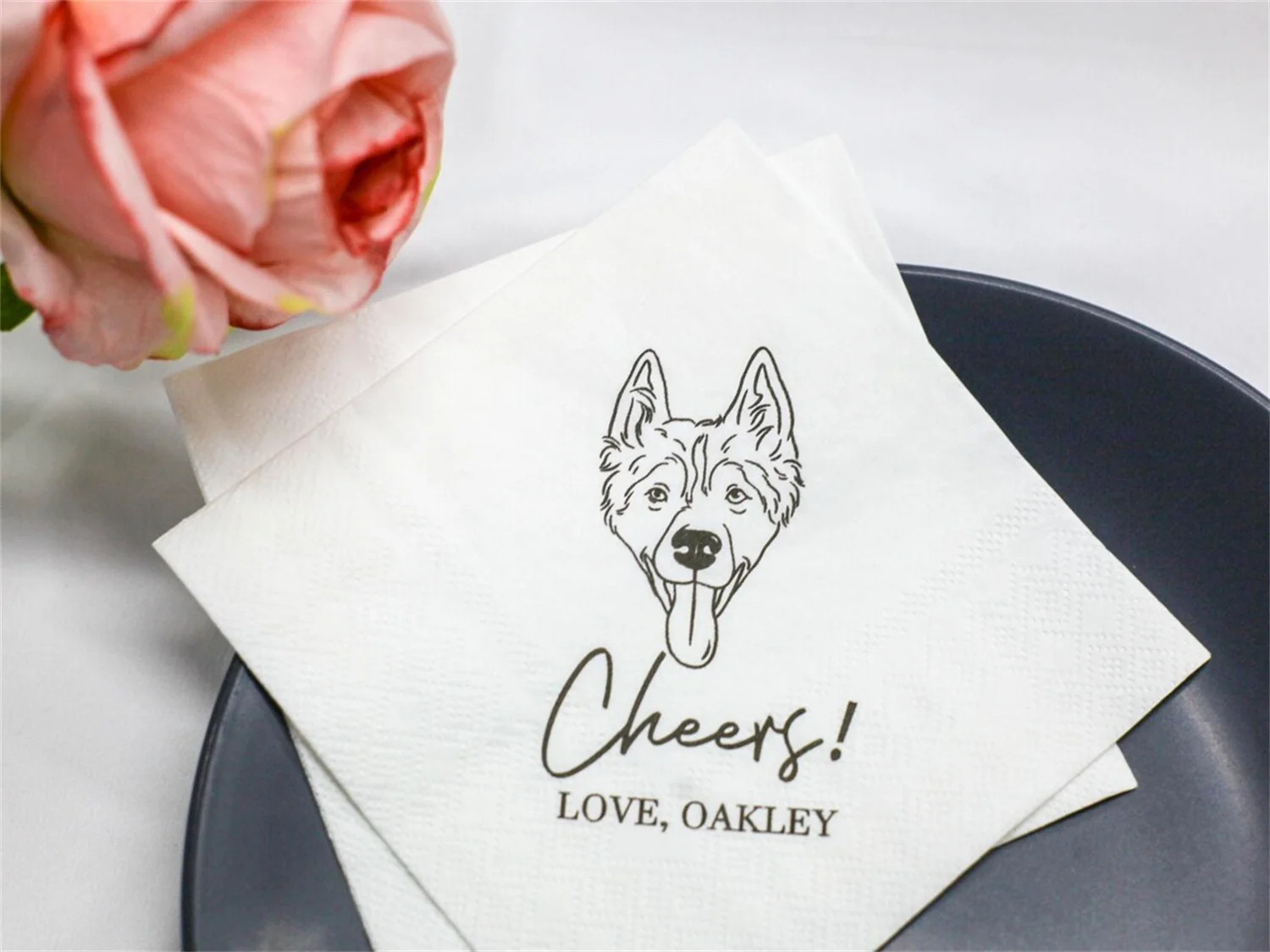 50 Uds. Servilletas de boda personalizadas para mascotas, servilletas de cóctel personalizadas para mascotas, servilletas de boda con retrato de mascota personalizadas, servilletas de boda para gatos, perro