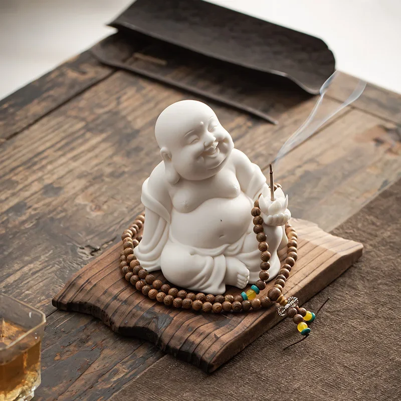 

Maitreya Buddha Statue Figure Ceramic Desktop Decoration Incense Stick Burner Tray Thailand Chinese Zen Fengshui Home Decor