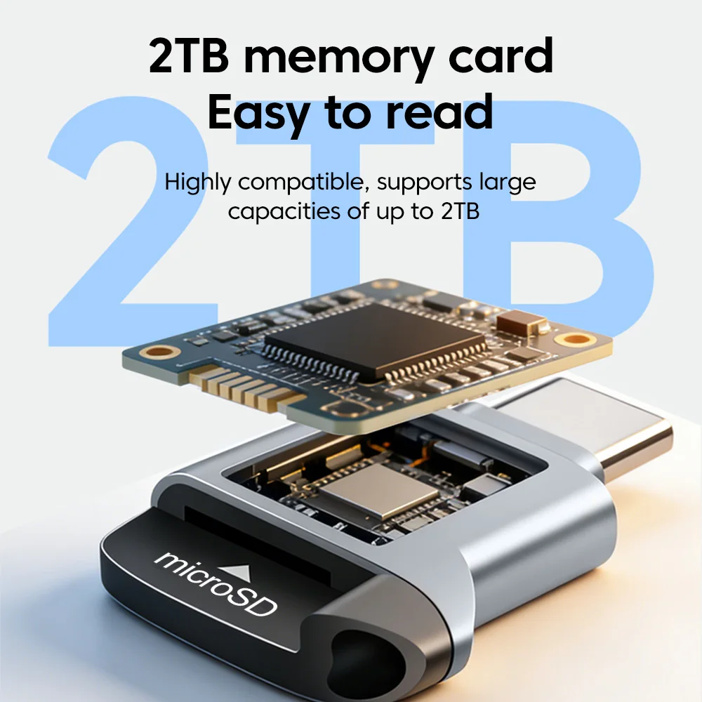 Type-C 2.0 Mini TF Card Reader External Storage With Zinc Alloy Shell TF Memory Card Adapter USB C 2.0 TF CardReader For Phones
