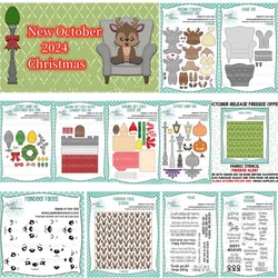 Gnome Christmas Chimney Gift Card Reindeer Metal Cutting Dies Clear Stamps Stencil DIY Scrapbook Decoration 2024 New Arrivals