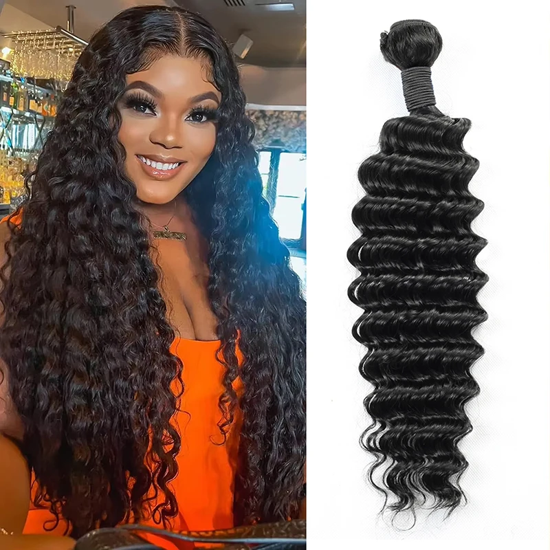 38 40 Polegada onda profunda cabelo humano brasileiro remy cabelo humano molhado e ondulado pacotes trama dupla 1/3/4 extensões de cabelo para mulher