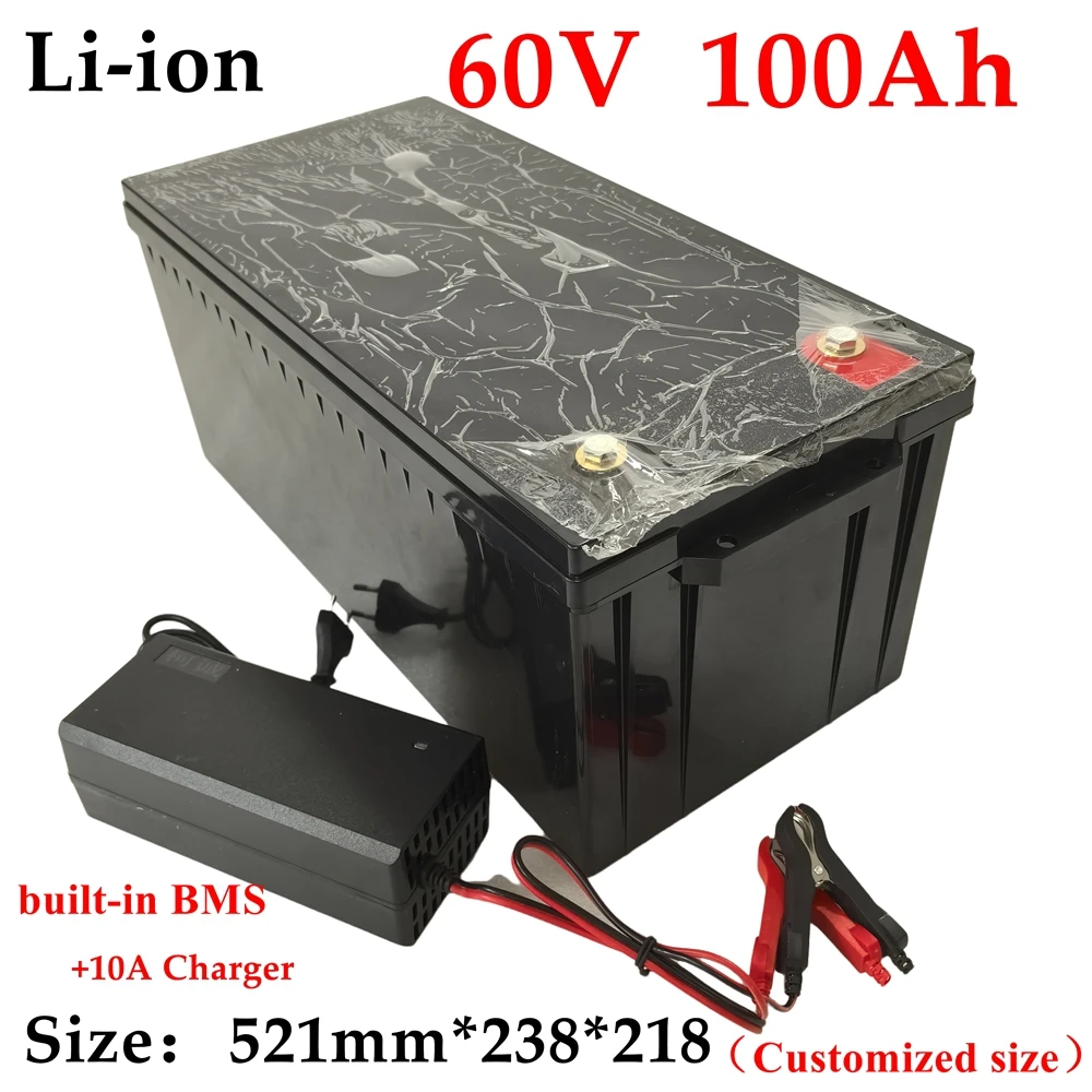 HX-Batterie lithium-ion 60V,  100Ah, pour véhicule électrique hybride, système solaire de secours, voiturette de golf, avec ch